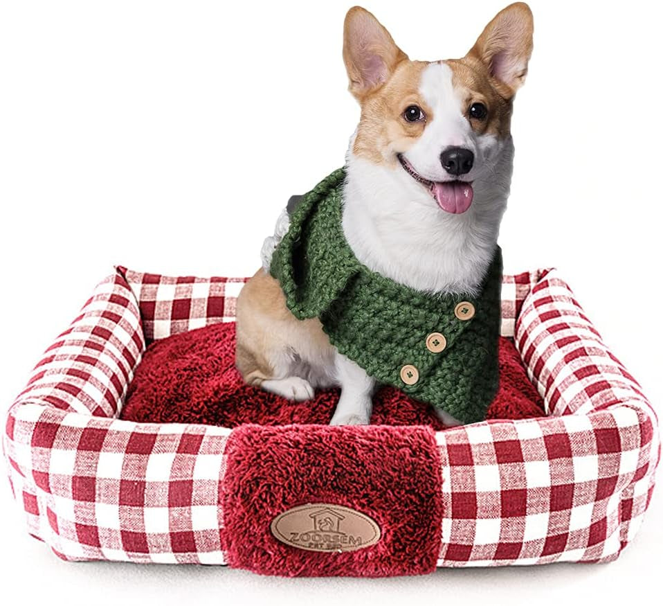 Large Cat Beds for Indoor Cats, Plush Soft Pet Bed, Indoor Cat Beds & Dog Beds, Rectangle Cushion Bed Pet Supplies, Machine Washable, Slip-Resistant Bottom