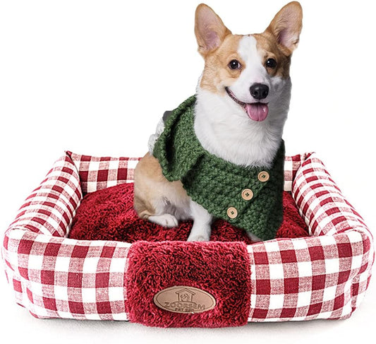 Large Cat Beds for Indoor Cats, Plush Soft Pet Bed, Indoor Cat Beds & Dog Beds, Rectangle Cushion Bed Pet Supplies, Machine Washable, Slip-Resistant Bottom