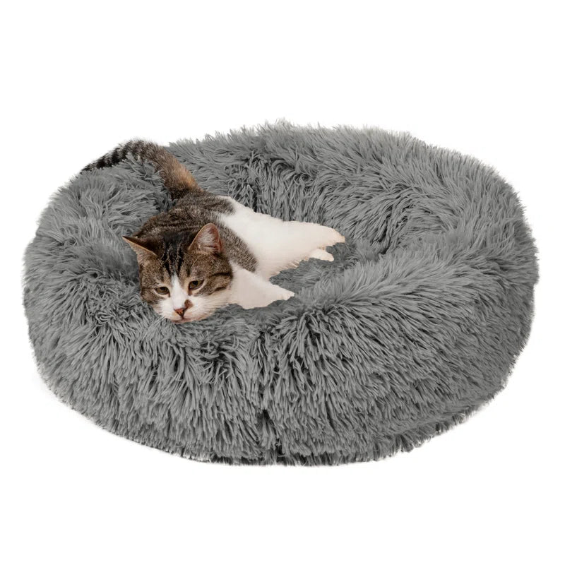 Calming Cuddler Long Fur Donut Bed