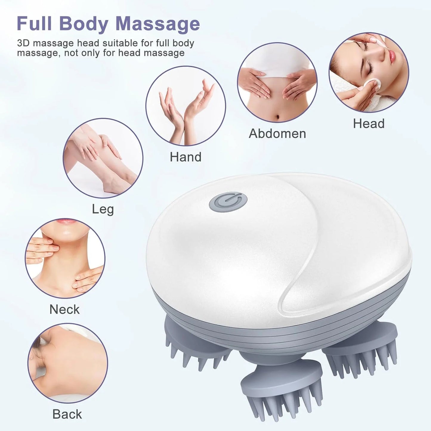 Handheld Pet Massager for Dogs and Cats, Electric Pet Massager with 4 Massage Heads, Portable Waterproof Scalp Massager for Relieving Tight Stiffness Muscles, Promote Bonding