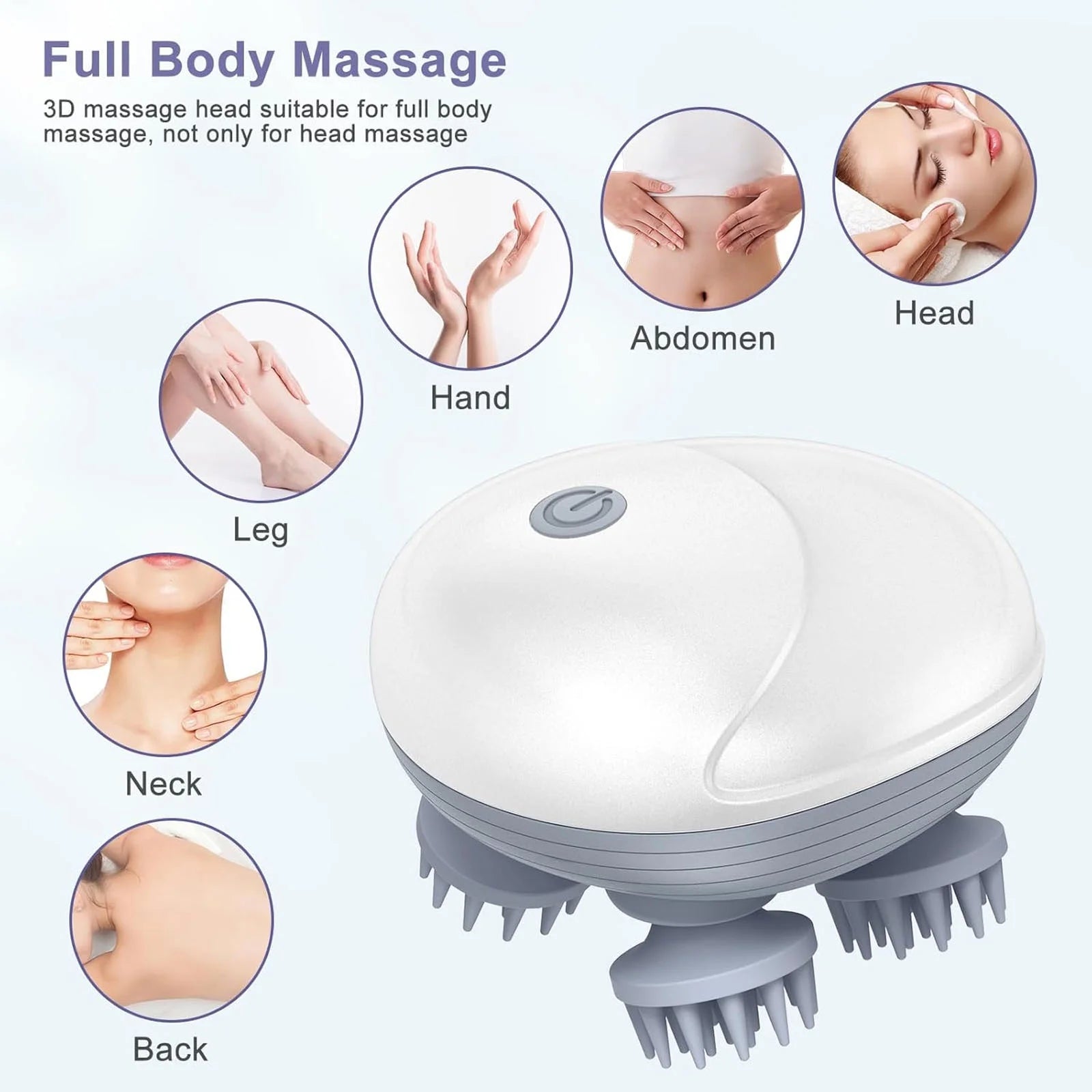 Handheld Pet Massager for Dogs and Cats, Electric Pet Massager with 4 Massage Heads, Portable Waterproof Scalp Massager for Relieving Tight Stiffness Muscles, Promote Bonding