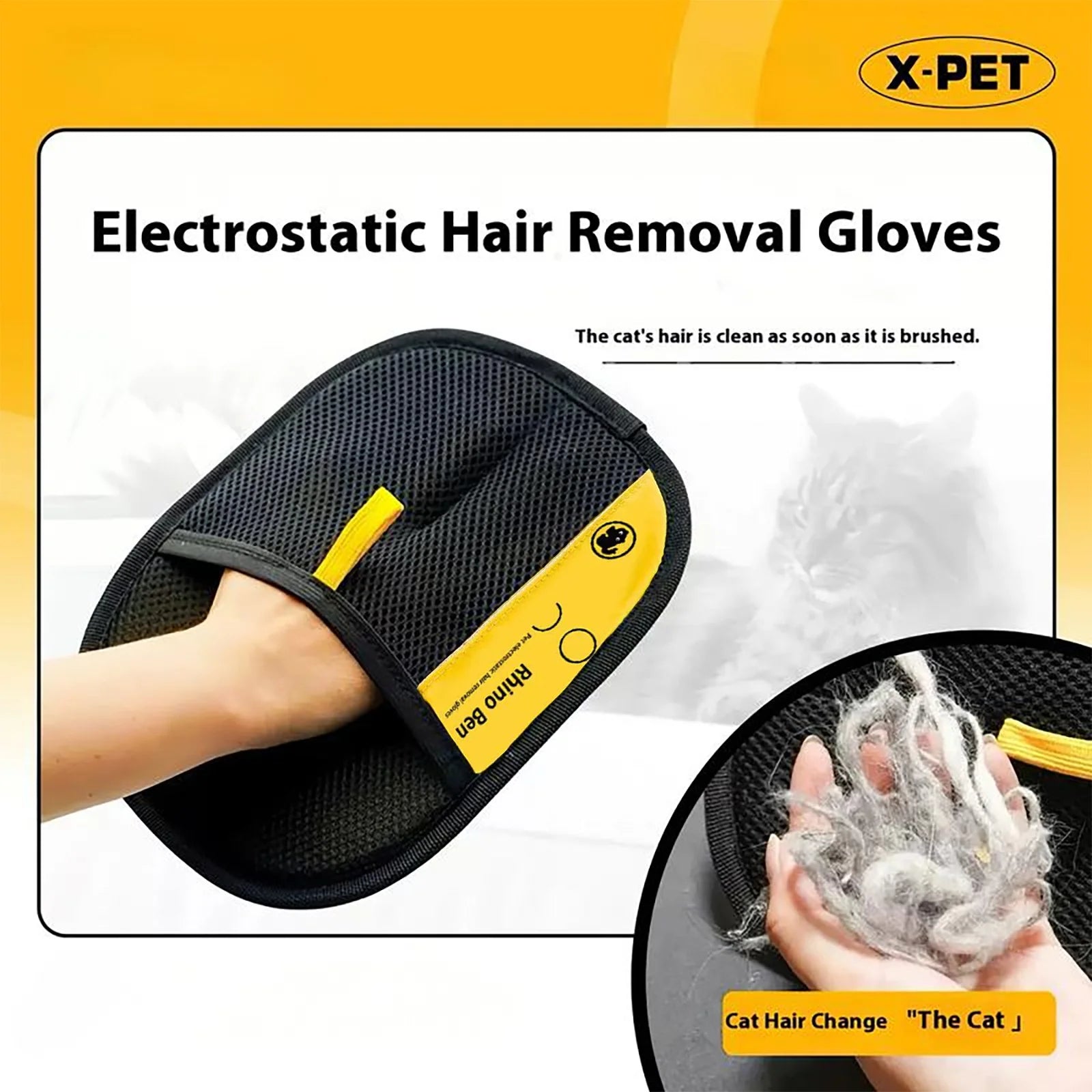 Pet Hair Removal Glove, Pet Hair Remover, Washable Reusable Double Sided Static Pet Hair Removal Glove for Couch, Furniture, Carpet, Car Seat
